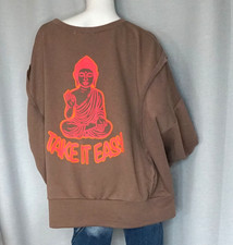 Oversize Buddha Sweater Sweat Shirt Linksnaht Choc Neon Pink Yoga38,40,42,44 Neu