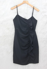 New Parker Black Ruffled Spaghetti Strap Short Dress Sz S Whimsygoth Party LBD