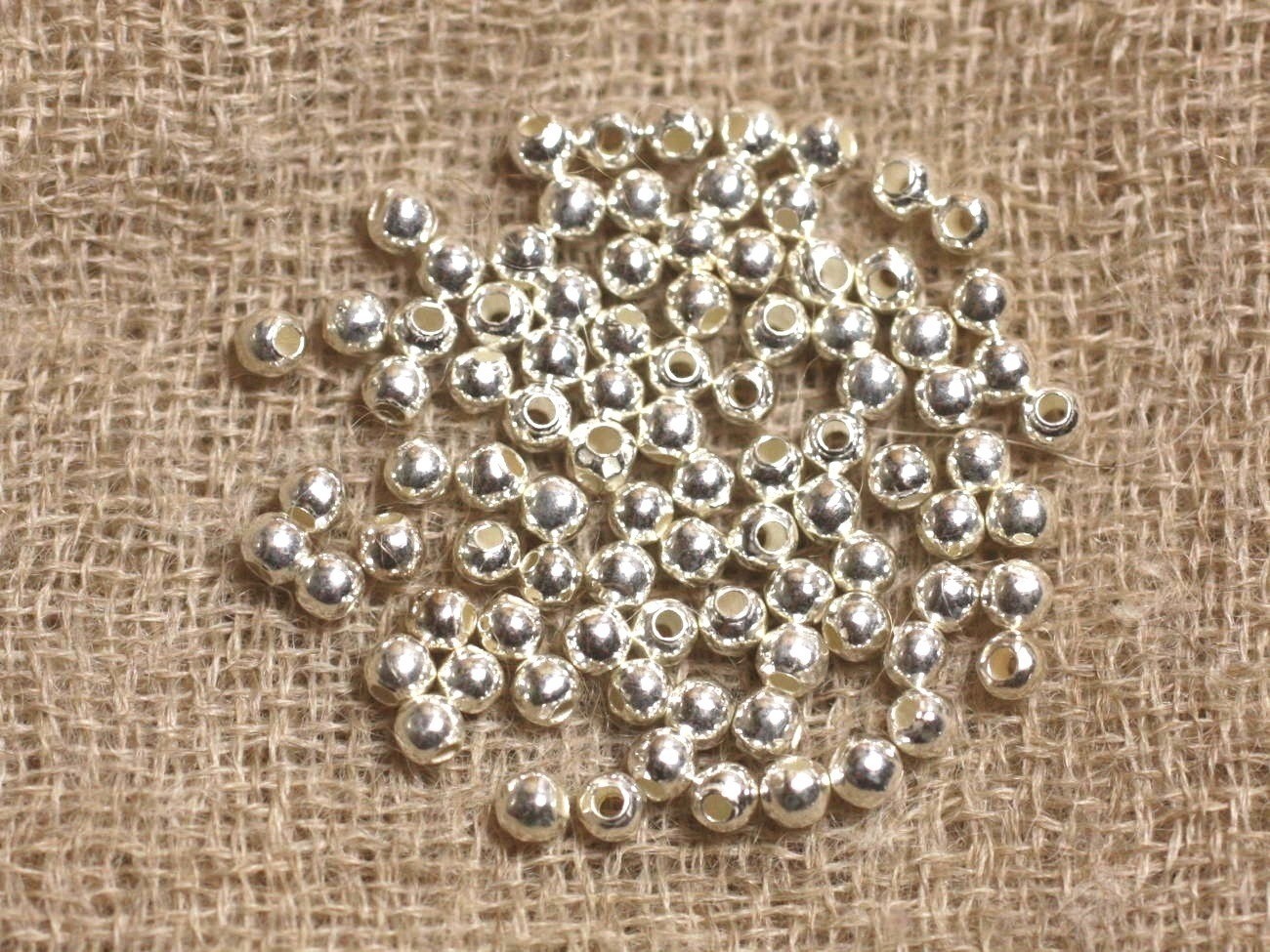 Perles argent 925 de 2mm pour intercalaires de bracelets en pierres naturelles