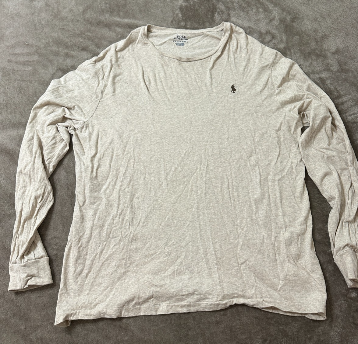 Polo Ralph Lauren maglietta manica lunga girocollo pony logo biege XL