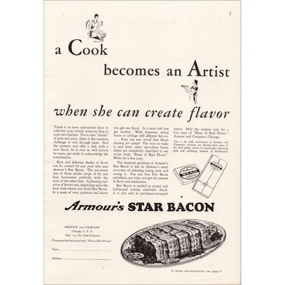 1927 Armour s Star Bacon Original Vintage Print Ad