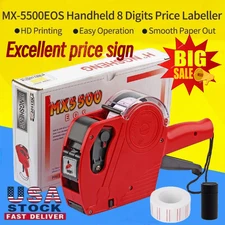 MX-5500 8 Digits Price Tag Gun Marking Machine w/Sticker Labels Ink Roller Gift