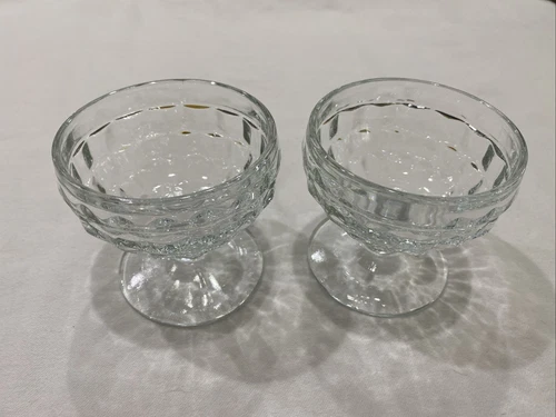 Vintage Set of 2 Clear Glass Indiana Colony Whitehall Sherbet /Champagne Glasses