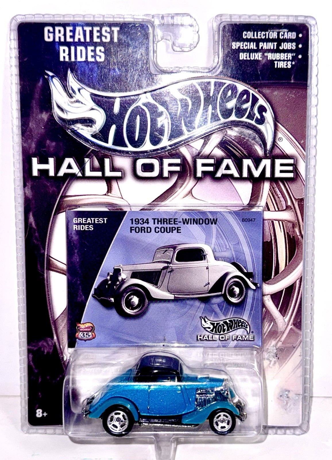 2002 Hot Wheels Hall of Fame Greatest Rides 1934 3-WINDOW FORD COUPE Green w/RR