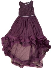 Girls Dress Party Formal Dance Hi Low Layer Rhinestone Gift