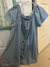 AriZona Women's Denim Off Shoulder Shirt Dress XL (16) 100% Cotton Blue