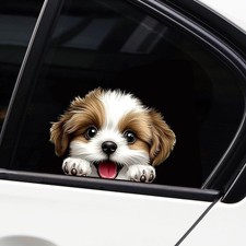 Cute Animal Dog Car Sticker Waterproof PVC Double-Sided Printed Puppy Car Decal