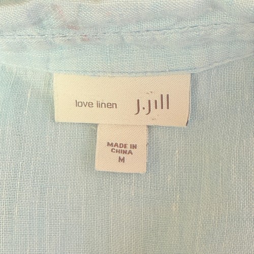 J Jill Love Linen Linen Light Blue Long Button Up Shirt Side Vent Size Medium - Picture 2 of 10