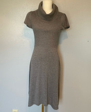 Calvin Klein Gray Turtleneck Short Sleeve Sweater Dress Women S Ribbed