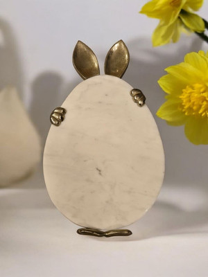 New Party Gold Marble Easter Egg With Metal Bunny Serving Platter / Cheese Board