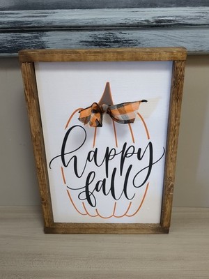 Happy Fall Pumpkin Sign Wall Decor Shelf Sitter