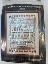 Merrily Beams Apples Sampler Counted Thread Cross Stitch 11x14" New 1980
