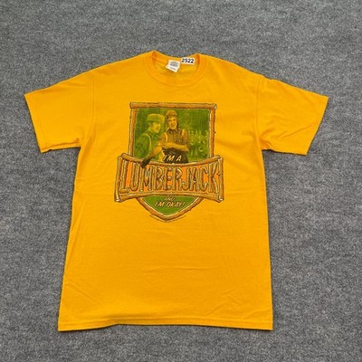 Monty Python I'm A Lumberjack Comedy Shirt Medium 20x28 Yellow