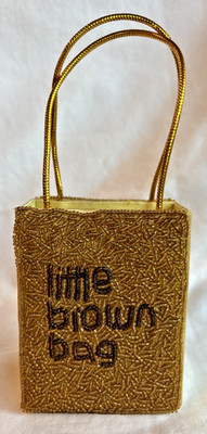 Vintage Bloomingdale's Beaded Little Brown Bag 4'' x 3'' x 2''