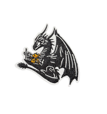 Black Golden Dragon Wing Patch, Iron On/Sew On