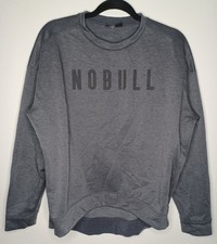 NOBULL Sweatshirt Crew Neck Logo Women s SZ Med Gray Workout Gym