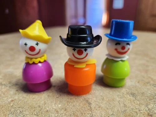 VTG 1985 Fisher Price Little People Circus Clowns 675 ORIG Smiley-Jiffy-Chuckles
