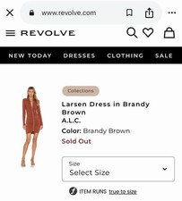 A.L.C. Larsen Ruched Jersey Mini Dress Brandy Brown, Size L NWT