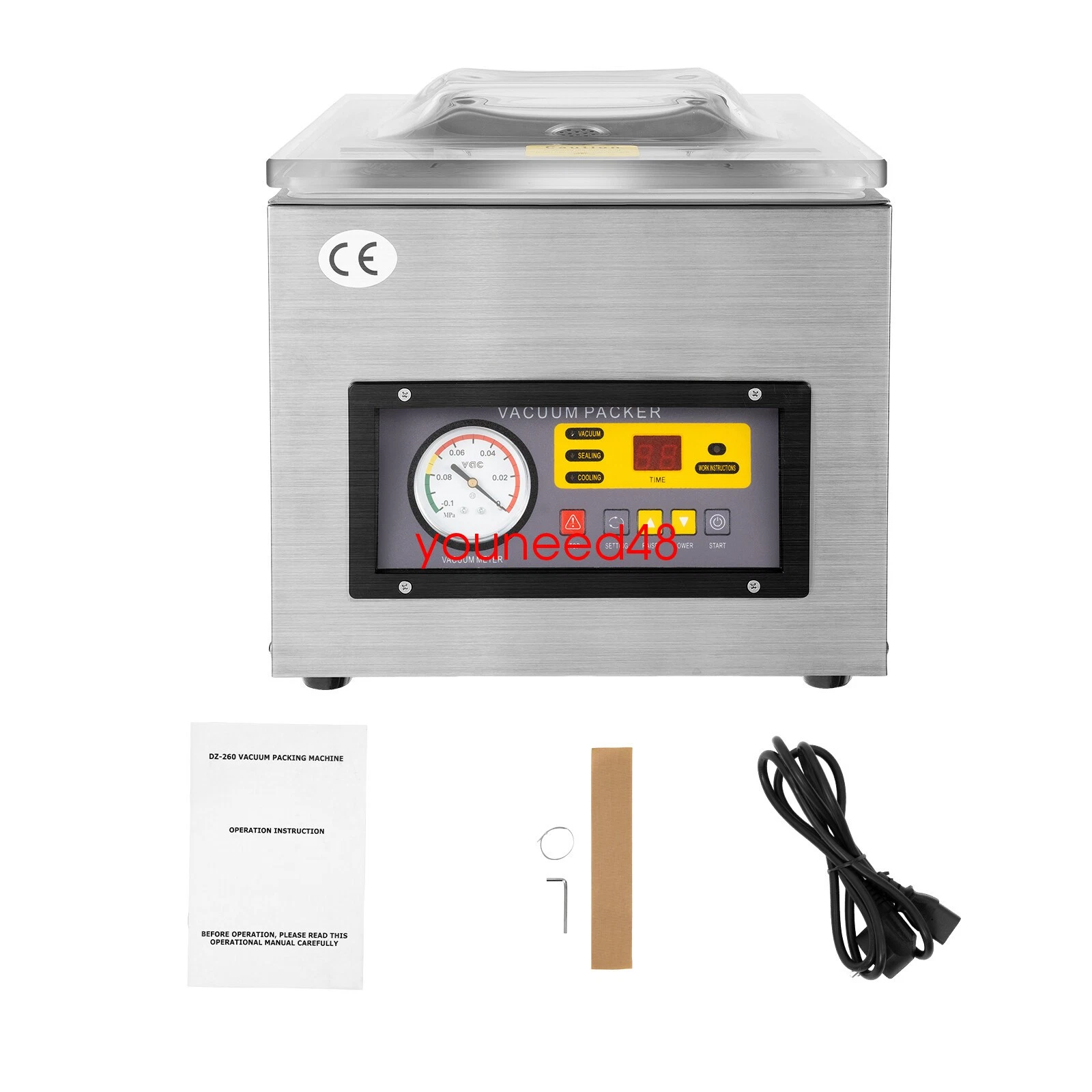 Table Top Chamber Vacuum Sealer Digital Commercial Packing Sealing Machine 260w