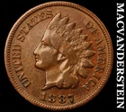 1887 Indian Head Cent - Scarce  Better Date  No Reserve  #J8634