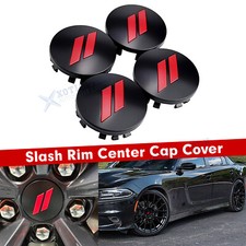 Slash Wheel Center Hubcap Emblem Badge Trim For Dodge Charger Challenger Red