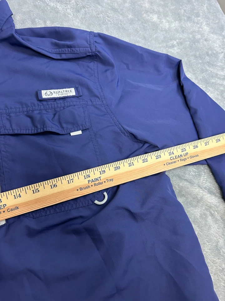 REALTREE Fishing Blue Polyester Short Sleeve Button-Up Vented Shirt - Image 3 of 4