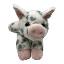 Aurora Spotted Piglet Plush White Grey Baby Pig 9" Bean Bag Stuffed Animal Toy
