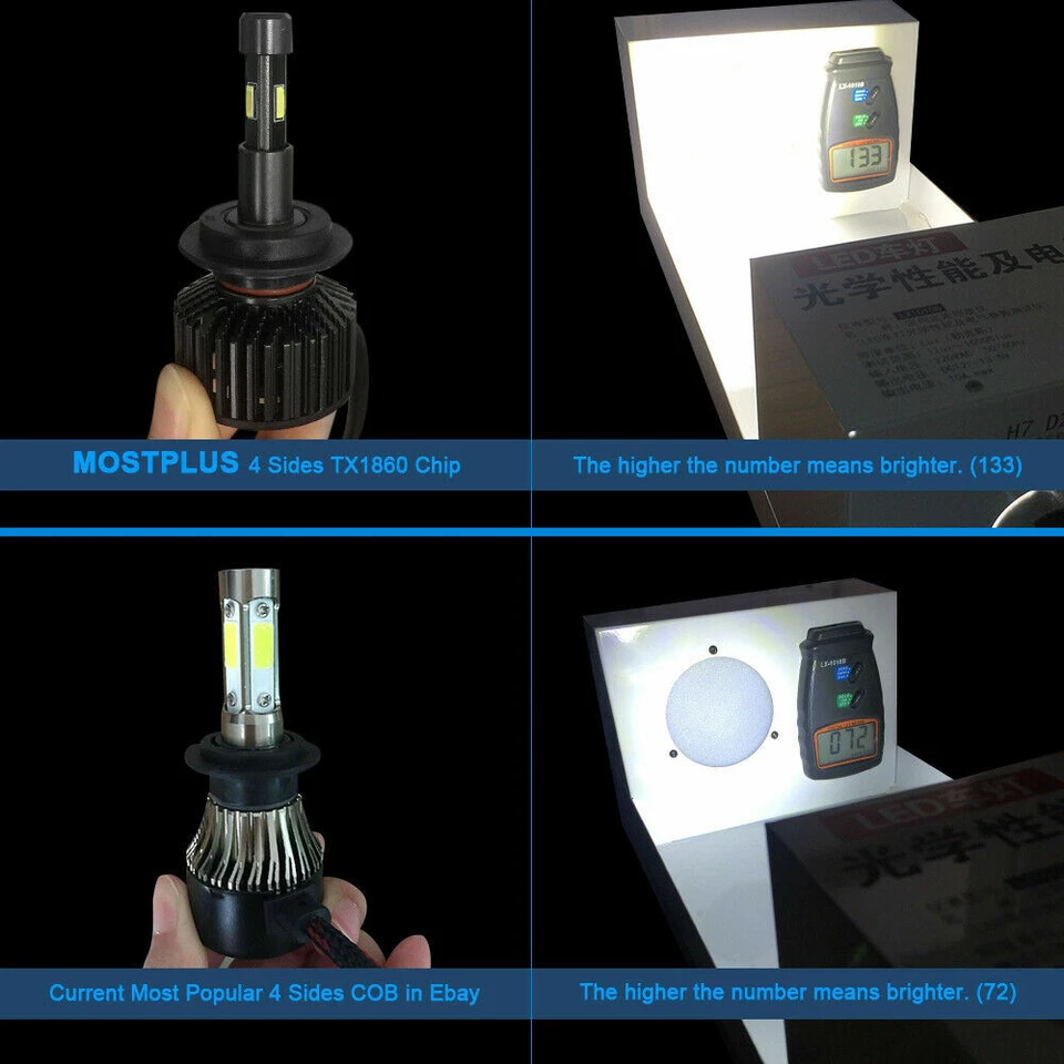 MOSTPLUS 130W 13000LM 4 Sides LED Fog Light H16 6000K XENON White Bulbs X2 - Image 2 of 4