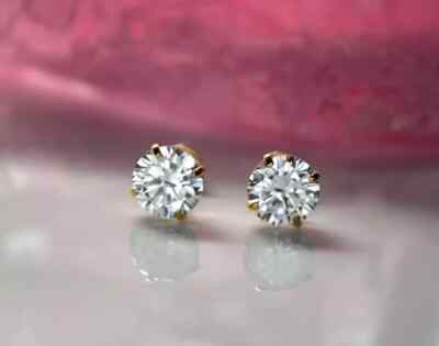 2.12Ct Round Cut Lab Created Diamond Stud Earrings 14K Yellow Gold Plated Silver