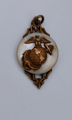 Vintage ESTATE Marines Pendant Retro Sterling Gold Tone - Picture 2 of 6