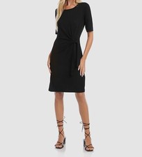 $138 Karen Kane Women's Black Front Tie Round Neck Sheath Dress Size M