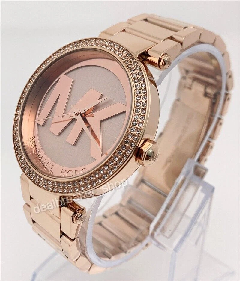 MICHAEL KORS MK5865 Parker All Rose Gold Tone 39mm MK Logo Dial Ladies Watch
