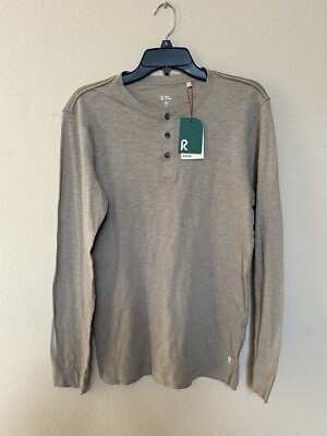 NWT-Right Of Way Mens R.O.W. Long Sleeve Shirt-Color-Aluminum/Beige-Size S