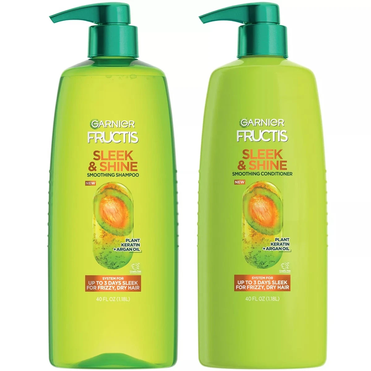 & Shampoo Shine Oz Conditioner, (2 Fructis Smoothing Sleek 40 Fl | Garnier eBay & Pack)