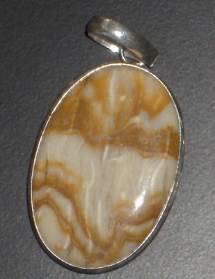 LANDSCAPE JASPER STERLING SILVER PLATED PENDANT, WINDY SAND!