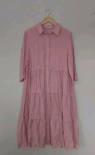 Malissa J Collection Woven Midi 3/4Sleeve Tiered Dress  Pink Size Medium -Large 