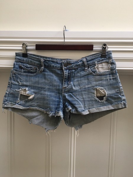Ripped Blue Denim Shorts Size 28