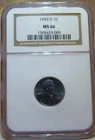 1943 D Steel LINCOLN WHEAT Penny Cent NGC Certified MS 66 - FREE SHIPPING !