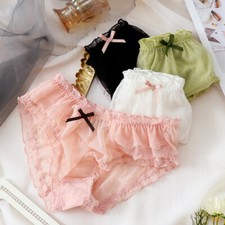 3 Pièces Culottes Mi-Haut Dentelle Tulle Motif Pois Transparente XL-3XL