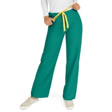 AngelStat Unisex Reversible Scrub Pants with Drawstring Waist, Emerald, Size XS