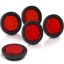 5pcs Red Round 2 Inch Side Marker Lights Clearance 9 Led Truck Trailer Lamp 12v