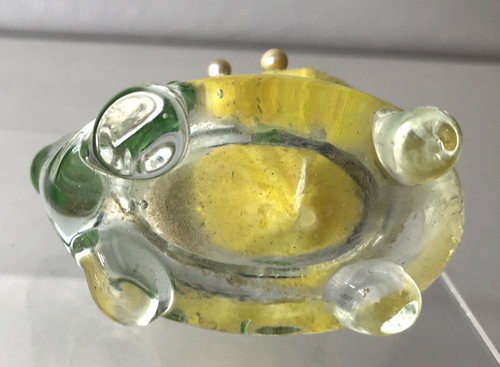 Cuscino spilla vintage - tartaruga in vetro con uccellino verde all'estremità 2,5" - Foto 5 di 5