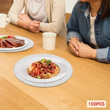 100 pc Silver Dessert Plate Set Side Plate Plastic Bread Plate Set Dinnerware