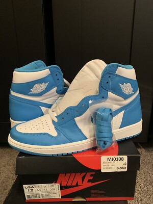 NEW Jordan 1 UNC 2015 size 12 university blue 11.5 low sb chicago bred patent 