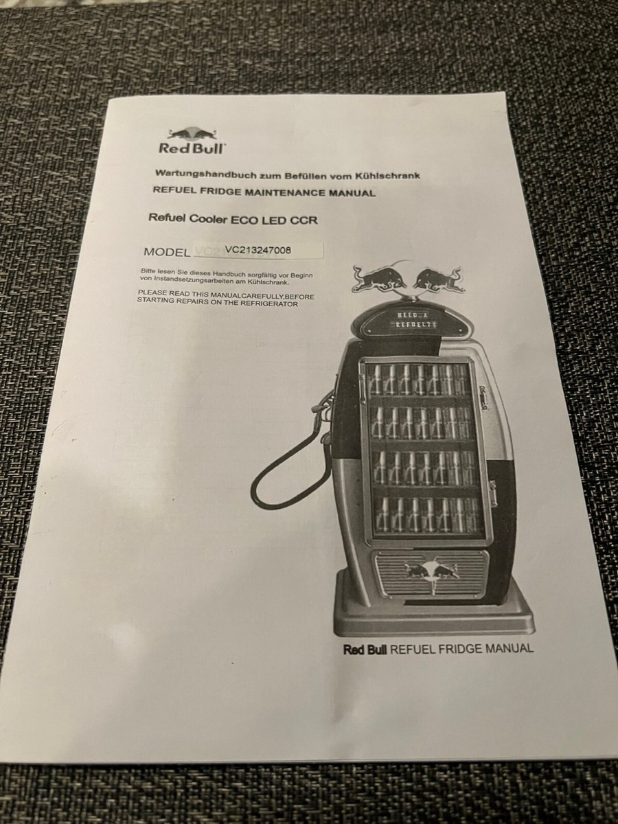 Red Bull Refuel Cooler, Full Size Gas Pump Refrigerator Maint