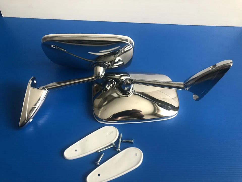 For Volvo 240 Series 242L,244DL,245L,DL GT White Rim Fender Chrome Door Mirrors Foto 2 de 4