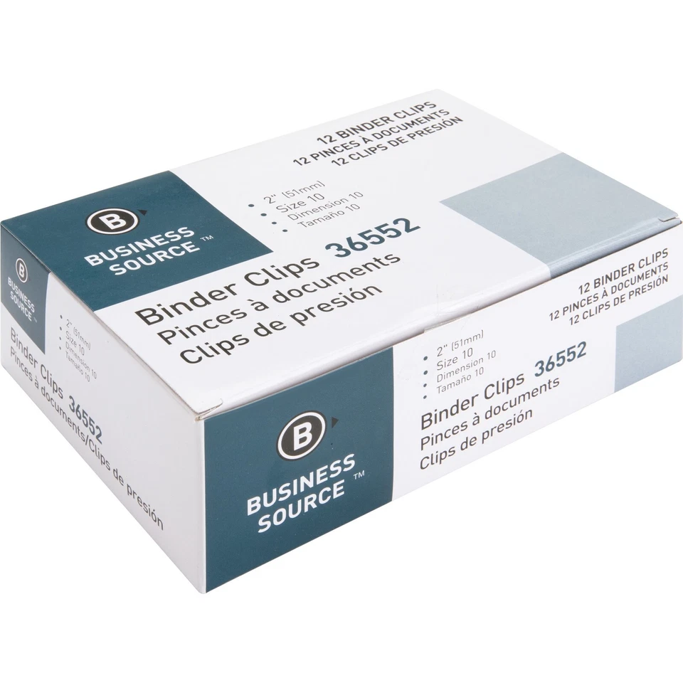 Clips de carpeta plegables Business Source BSN36552, negros, grandes (paquete de 12) Foto 4 de 4