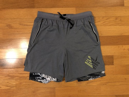 New M Nike Wild Run 2-in-1 Running Dri-Fit Shorts Armory Grey AO5185-490 Men
