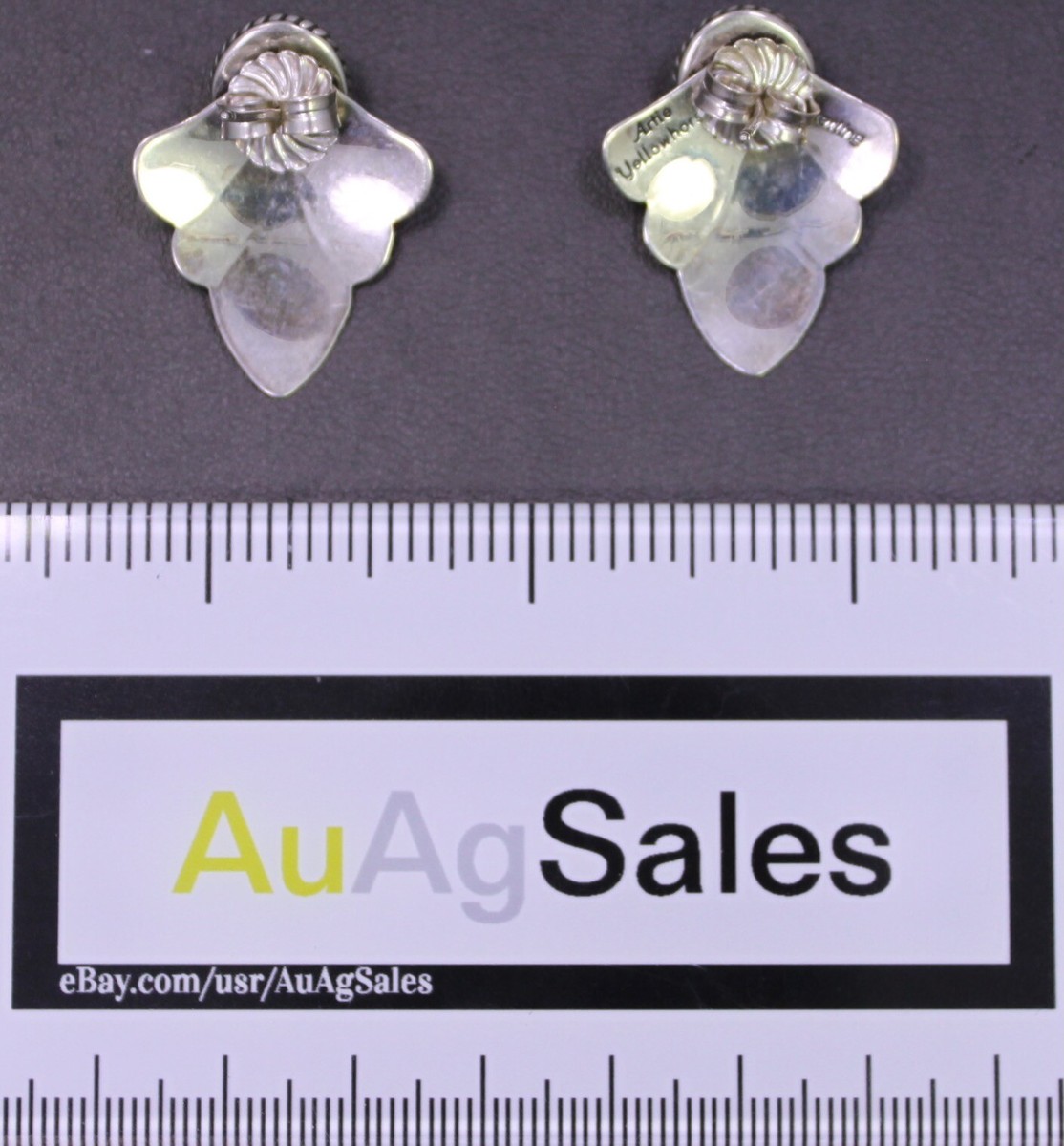 Native American Artie Yellowhorse Navajo Sterling Silver & Malachite Earrings View 2