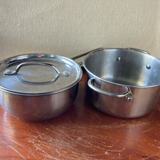 Melissa  Doug 2 Pots 1 Top Fits 2 Silver Metal Kid  s Pretend Play Toy Cooking